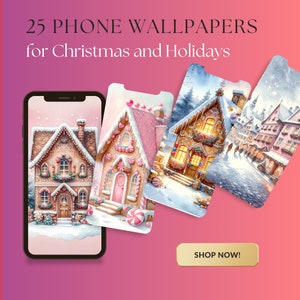 Christmas Phone Background Wallpaper Pack | 25 Winter Backgrounds for iPhone, Samsung | Lock screen wallpaper | Festive Holiday Wallpaper