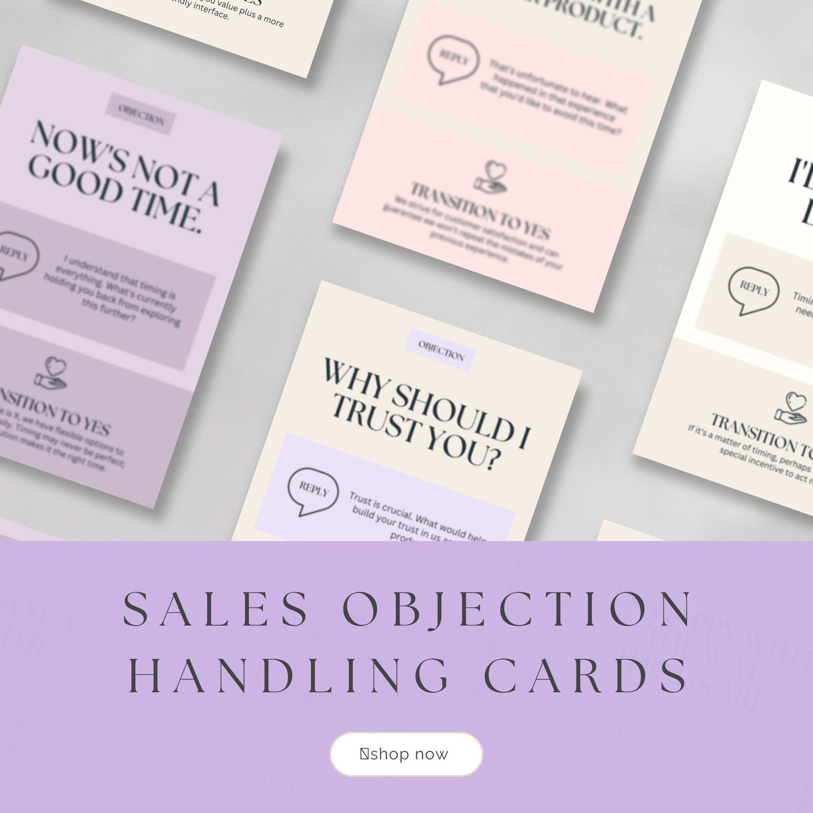 Sales Objection Flashcards 20 Sales Training Tools Etsy