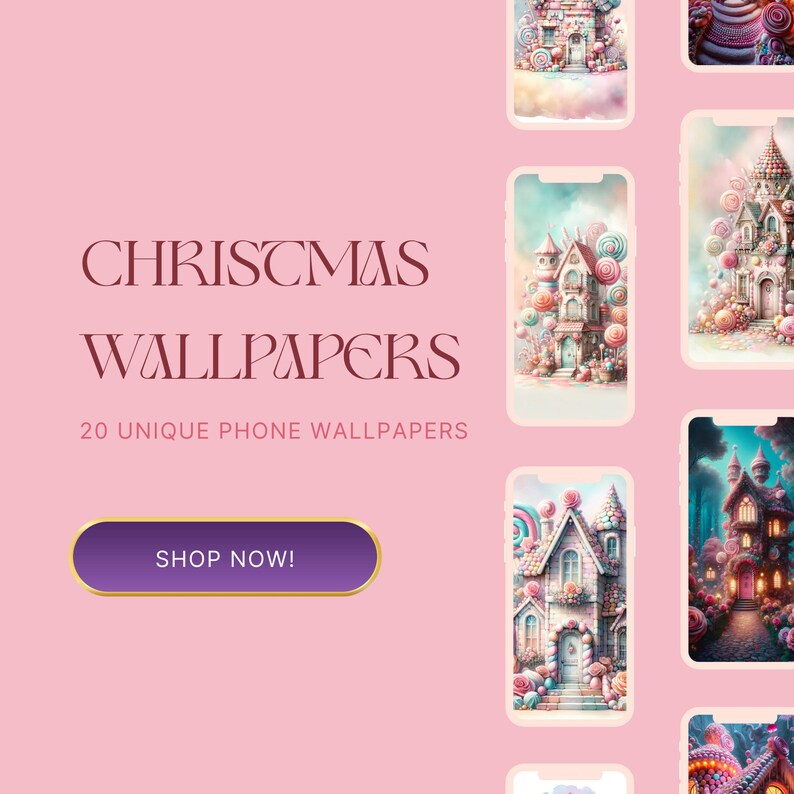 Charming gingerbread house collection wallpapers for iPhone, perfect for holiday lock screens