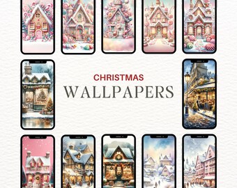 Ensemble MEGA de papiers peints de Noël pour iPhone : arrière-plans animés de Noël (téléchargement numérique)