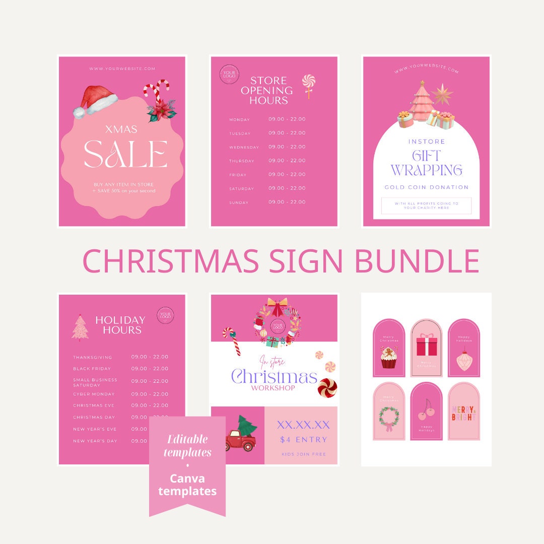 Christmas Sign Bundle Holiday Business Hours Small Business Marketing
