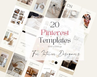 Canva Templates for Pinterest, 20 Ready to Edit Customizable Template Pins for Interior Design & Designers