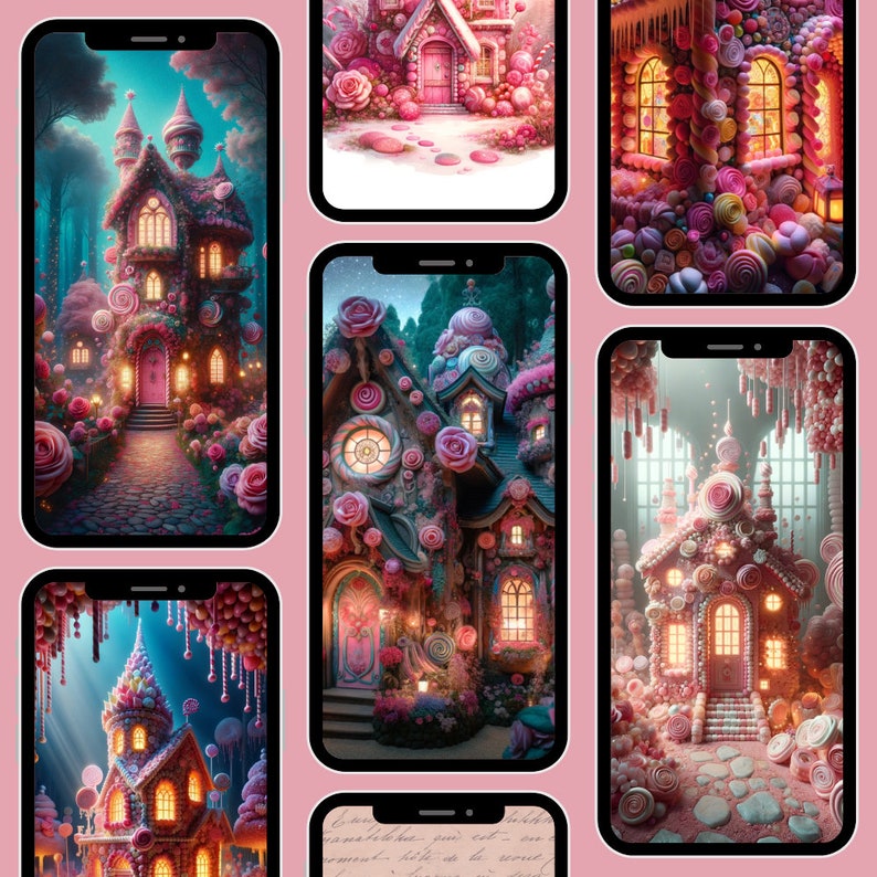 Magical Candy house lock screen backgrounds with dark theme for iOS