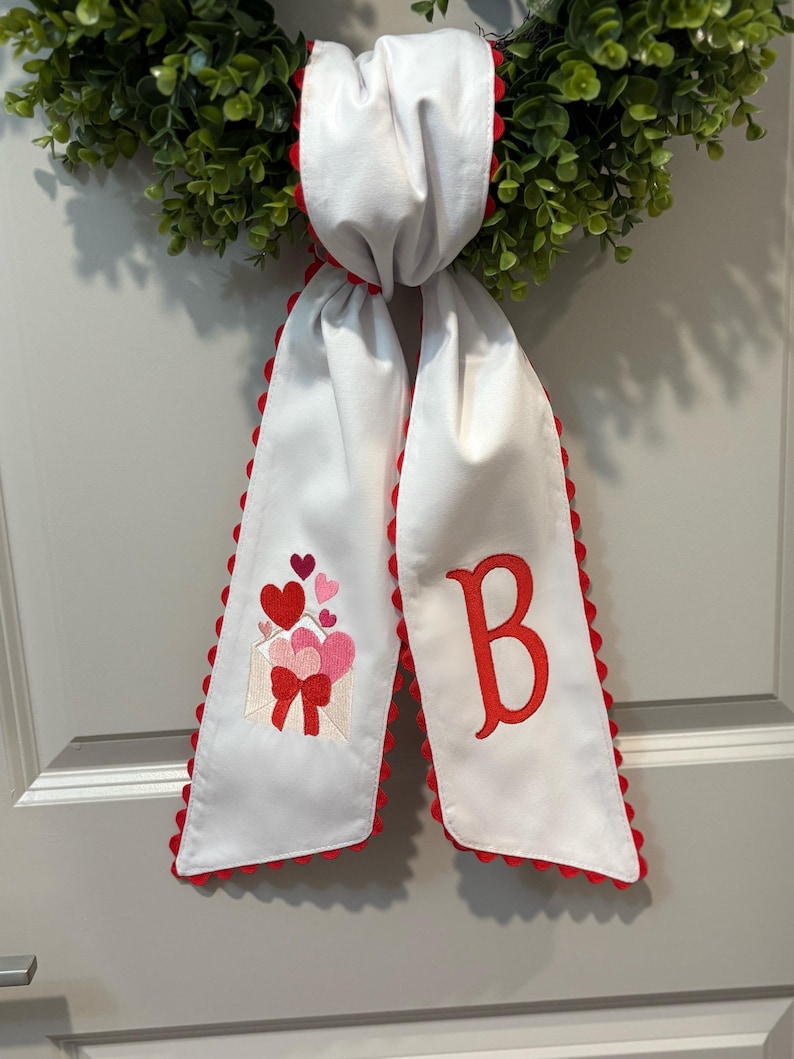 Custom Valentine's Day Embroidered Wreath Sash- Love Letter