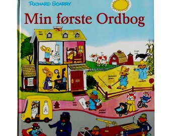 Richard Scarry Best Word Book Ever (Min Forste Ordbog) Danish/English Western Publishing 1997 Hardback