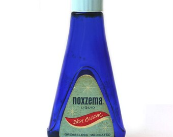 Noxzema Liquid Skin Cream Cobalt Blue Bottle Vintage 60's