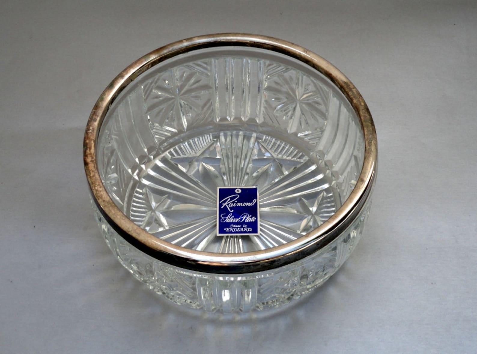 Vintage Raimond Crystal Bowl with Silver Rim Starburst Panels Etsy