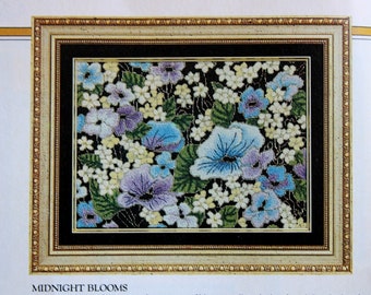 Elsa Williams Crewel and Needlepoint Canvas Midnight Blooms 06178 Picture Kit RARE