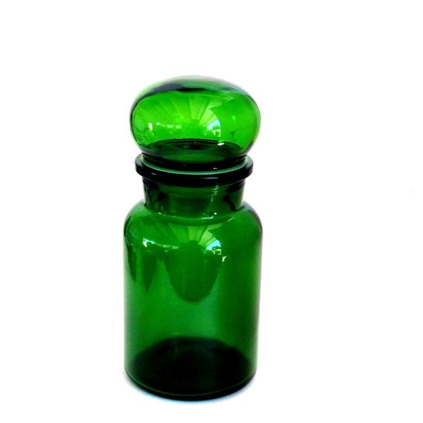 Vintage Apothecary Green Glass Culinary Storage Jar Belgium Mod - 2 Available