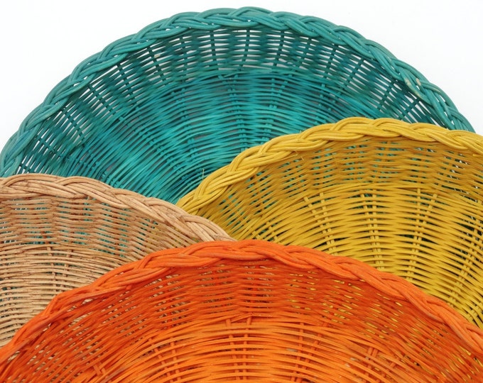 Vintage Picnic Plate Paper Plate Holders Rattan Set of 8 Etsy