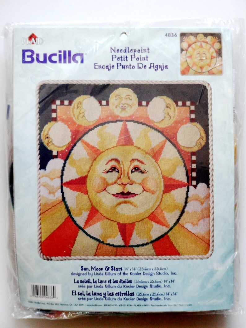 Bucilla Needlepoint Kit Sun Moon and Stars NIP Celestial Moon Kooler Design Studio Rare