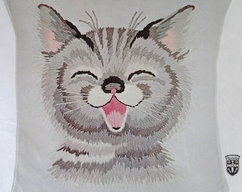 Bucilla Crewel Embroidery Kit The Happy Cat Eszter Haraszty Rare Kit 1713