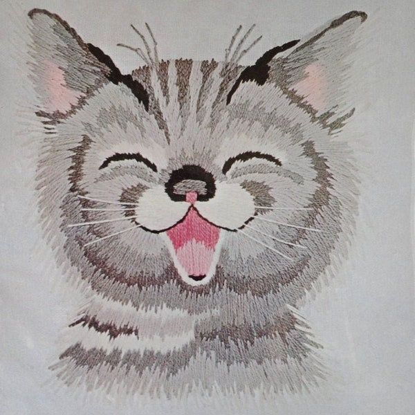 Bucilla Crewel Embroidery Kit The Happy Cat Eszter Haraszty Rare Kit 1713