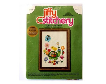 Sunset Jiffy Stitchery Turtle Fantasy Crewel Embroidery Kit #427 Chris Davenport Butterfly Hearts Flowers