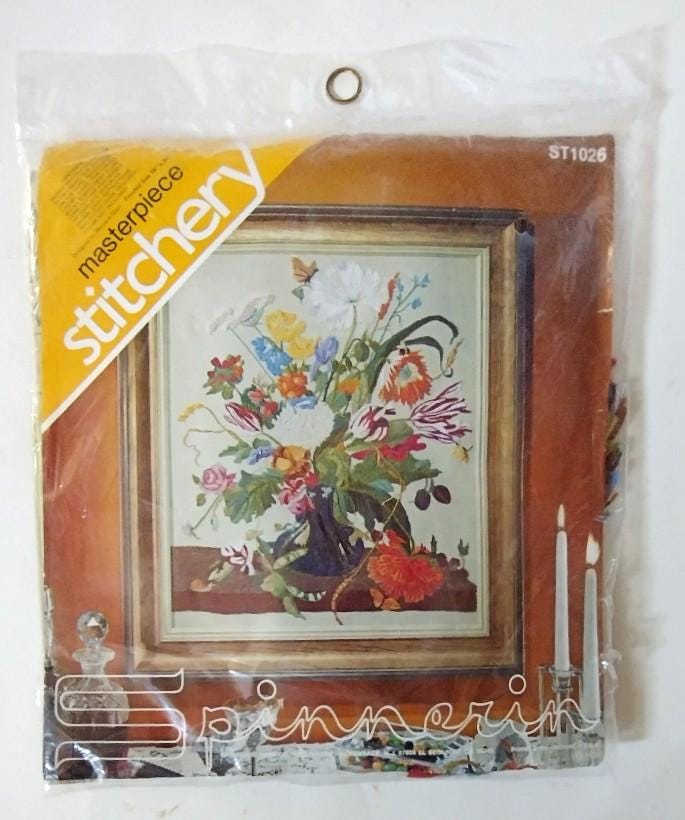 Crewel Insects Spinnerin Crewel Embroidery Kit Masterpiece Wall Picture Floral and ...