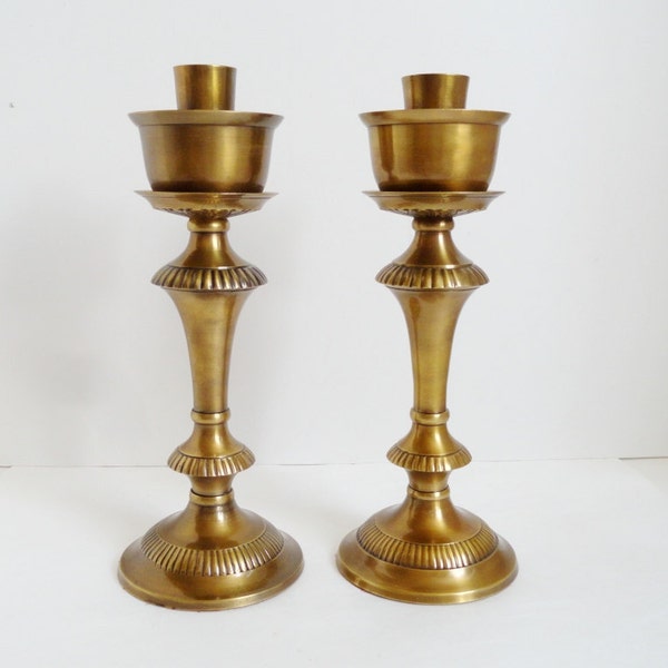 Vintage Brass Candlestick Holders 3 Section Decorative Design