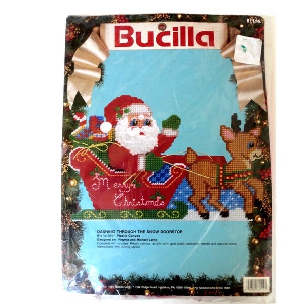 Bucilla Dashing Through The Snow Doorstop Plastic Canvas Kit 81114