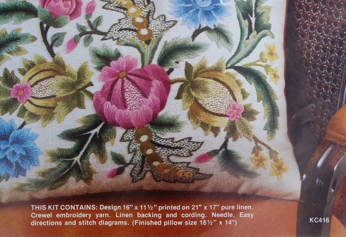 'peony' Jacobean Crewel Work Embroidery Kit Crewel 425