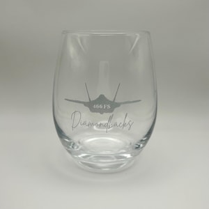 Custom Engraved Fighter Squadron Wine Glass