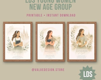 LDS New Young Women group Wall Art | Builders Faith,Message of Hope,Gatherers Light