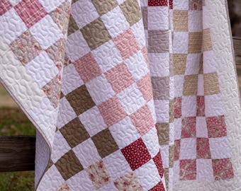 Provence Square: 16 Patch Quilt Pattern PDF- Precut Friendly Design - 4 Sizes