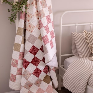 Łatwy wzór na kołdrę z 16 łatami – pobierz plik PDF natychmiast, narzuta, podwójna, pełna, królowa