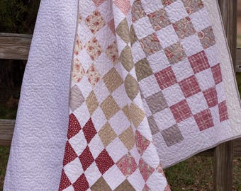 Provence Square: 16 Patch Quilt Pattern PDF- Precut Friendly Design - 4 Sizes