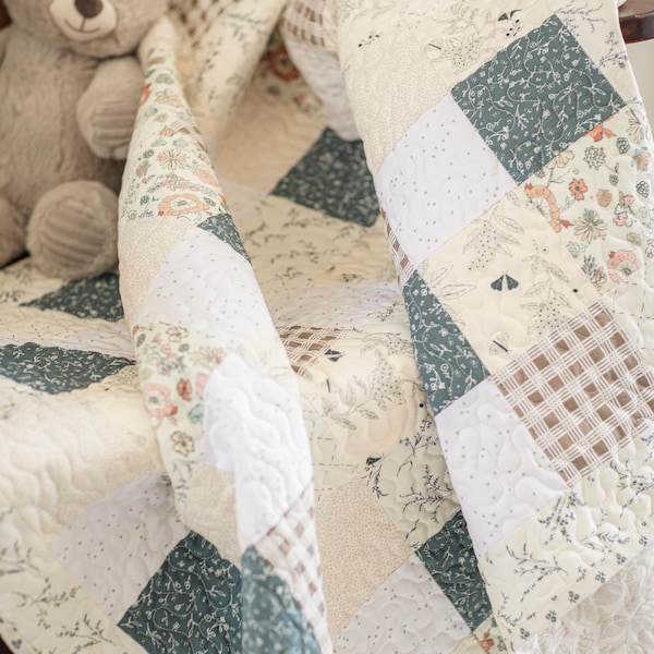 Forget-Me-Not: Beginner 4-Patch Quilt Pattern, Crib-Queen Sizes, Easy PDF Download