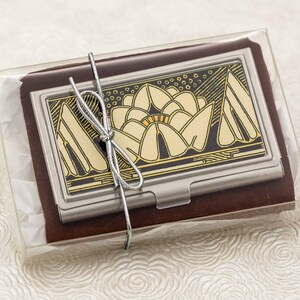 Black Lily Business Card Case Art Deco Black and Gold Lily Vintage Style Credit Card Holder Business Card Holder ID Card Wallet image 3