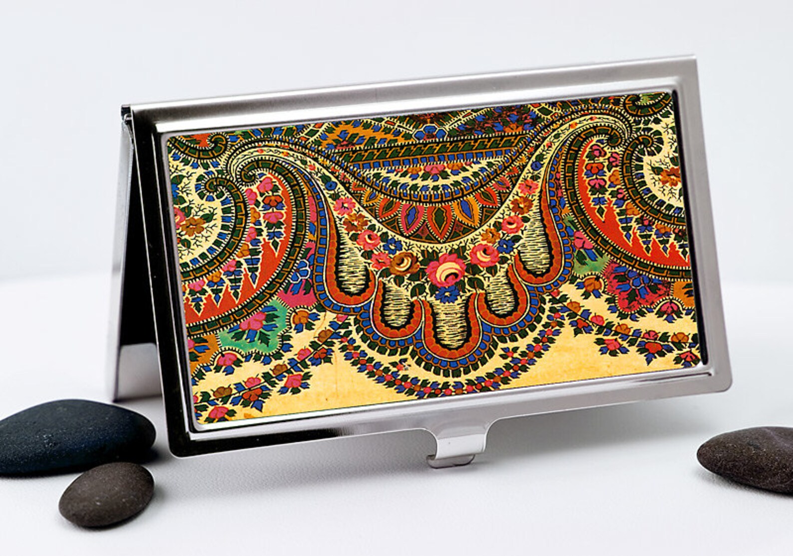 Large Paisley Business Card Case Vintage Business Card Etsy