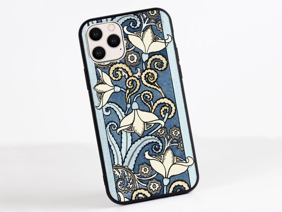 Snowdrop Floral Iphone 11 Case Art Nouveau Blue White Flower Etsy