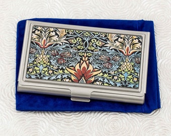 William Morris Snakeshead Business Card Holder - Victorian floral Business Card Case - Credit Card Holder - Metal ID Card Wallet - Boss Gift