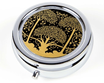 Art Nouveau Trees Pill Box - Aubrey Beardsley - Vintage Style Pill Organizer - Ring Box - Retro Travel Pill Case or Pill Holder