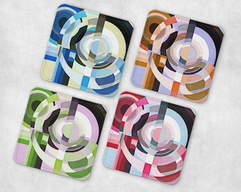 Art Deco Coaster Set of 4 - Retro Barware - Polyester and Canvas Drink Coasters - Vintage Tableware -  Cocktail Party - Housewarming Gift