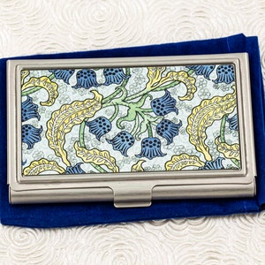Tarjetero de visita con diseño de lirio de los valles personalizable - Tarjetero o billetera para tarjetas de crédito de estilo art nouveau - Estampado floral vintage