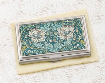 Honeysuckle Business Card Holder - William Morris Credit Card Holder - Victorian Card Wallet -  Vintage Business Card Case - Employee Gift