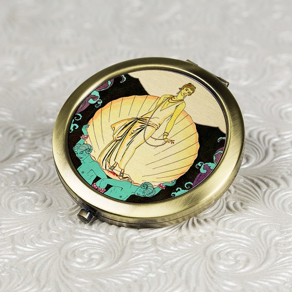 1920 S Style Aphrodite Compact Mirror Art Deco Flapper Girl Vintage Pocket Venus Mirrored Bridesmaid Gift