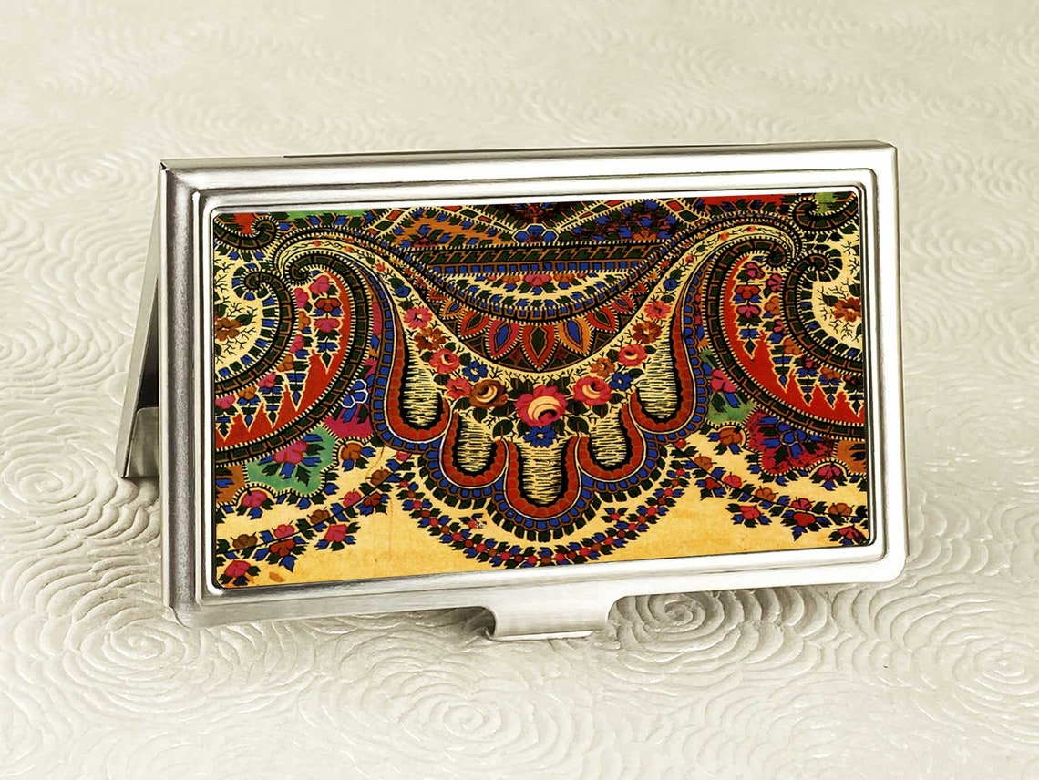 Large Paisley Business Card Case Vintage Business Card Etsy