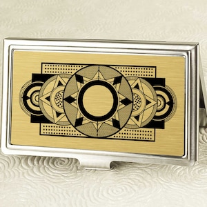 Gold Art Deco Business Card Holder - Retro Credit Card Holder - Calling Card Case - Business Card Case - Metal Card Wallet - Employee Gift
