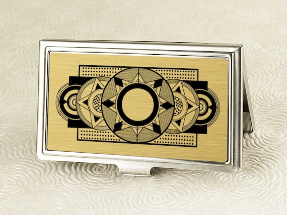 Gold Art Deco Business Card Holder - Retro Credit Card Holder - Calling Card Case - Business Card Case - Metal Card Wallet - Employee Gift Gold Art Deco Business Card Holder - Retro Credit Card Holder - Calling Card Case - Business Card Case - Metal Card Wallet - Employee Gift