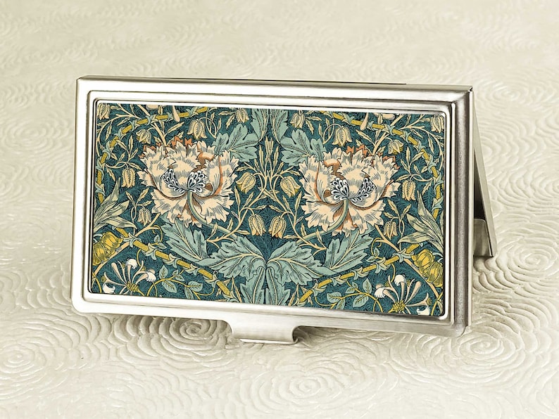 Honeysuckle Business Card Holder William Morris Credit Card Holder Victorian Card Wallet Vintage Business Card Case Employee Gift image 2