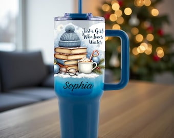 Vaso térmico personalizado para niña con asa, taza de café aislada