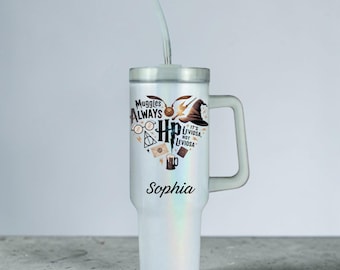 Vaso térmico personalizado con logo de Harry Potter de 40 oz/30 oz/20 oz con asa - Acero inoxidable, con aislamiento al vacío.
