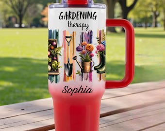 Vaso térmico con asa para terapia de jardinería - Acero inoxidable aislado personalizado