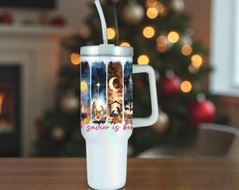 Vaso personalizado "Nace el Salvador" - Vaso de café de acero inoxidable