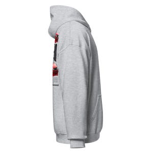 May include: A light grey hooded sweatshirt with a front pocket. The left side displays a red graphic with the number "30" and text. The sweatshirt is made of a soft, comfortable material.