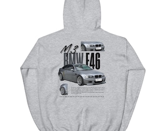 2000s BMW 3‑Series Hoodie — E46 M3 Illustration, German Car Enthusiast Gift, Clean Street Style