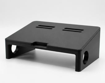 3D Printed Laptop Stand | Ergonomic Ventilated Riser | Matte Black MacBook & PC Holder | Home Office