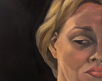 Blonde in Black, Original oil painting