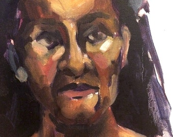 Portrait of Jean, Original Oil Painting, 8x10 Gallery Wrapped Canvas